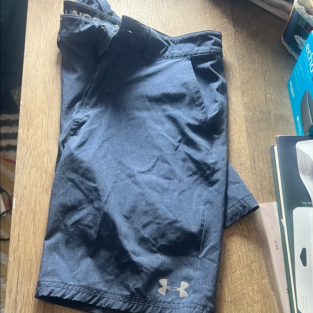 Under Armour Men's Dark Blue Athletic Shorts with Logo